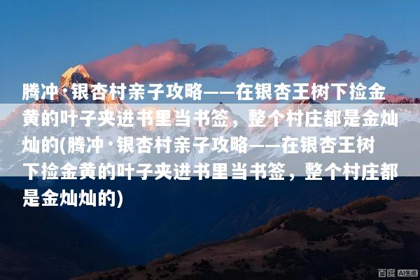 腾冲·银杏村亲子攻略——在银杏王树下捡金黄的叶子夹进书里当书签，整个村庄都是金灿灿的(腾冲·银杏村亲子攻略——在银杏王树下捡金黄的叶子夹进书里当书签，整个村庄都是金灿灿的)